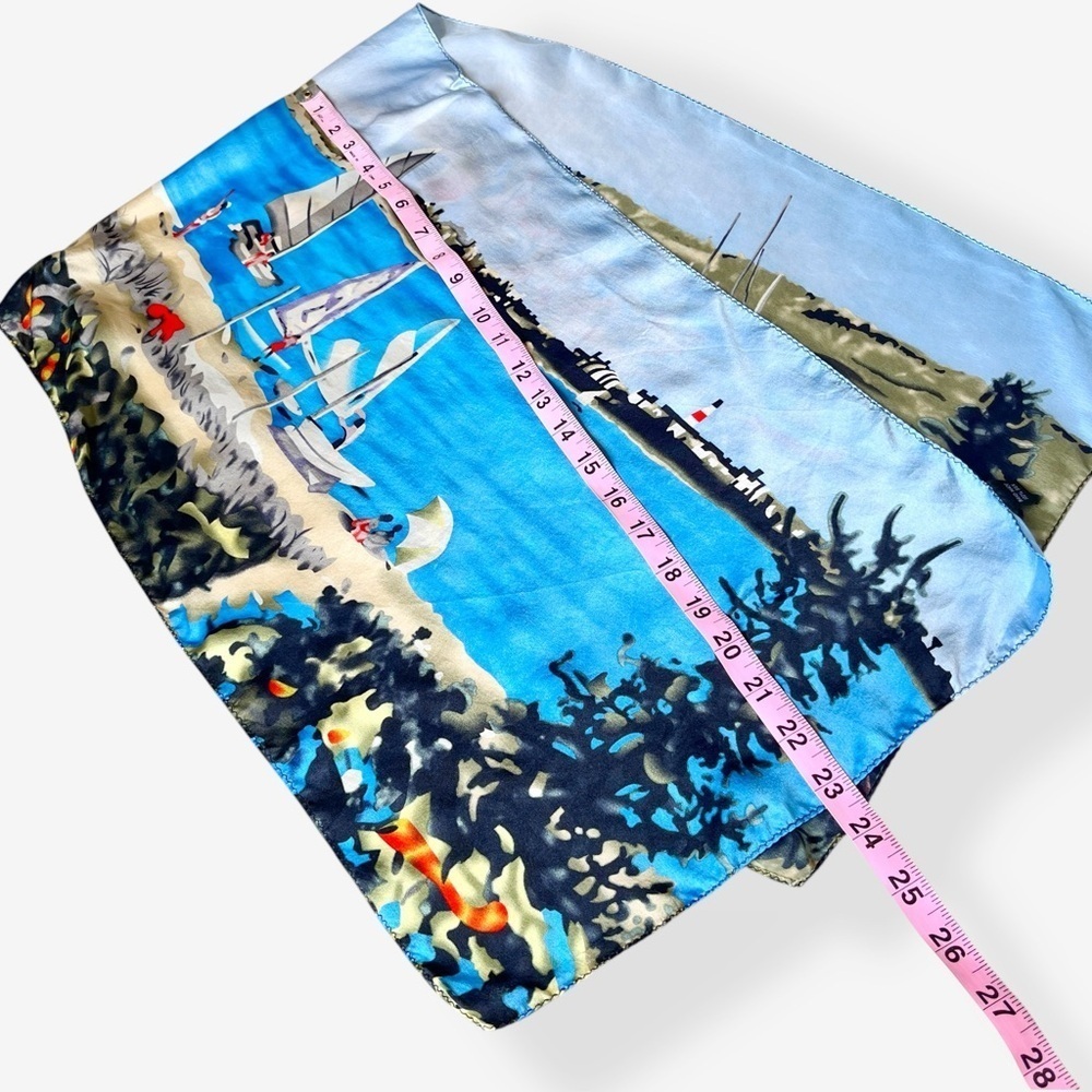 Silk Scenic Beach Print Oblong Scarf Headscarf - Picture 10 of 12